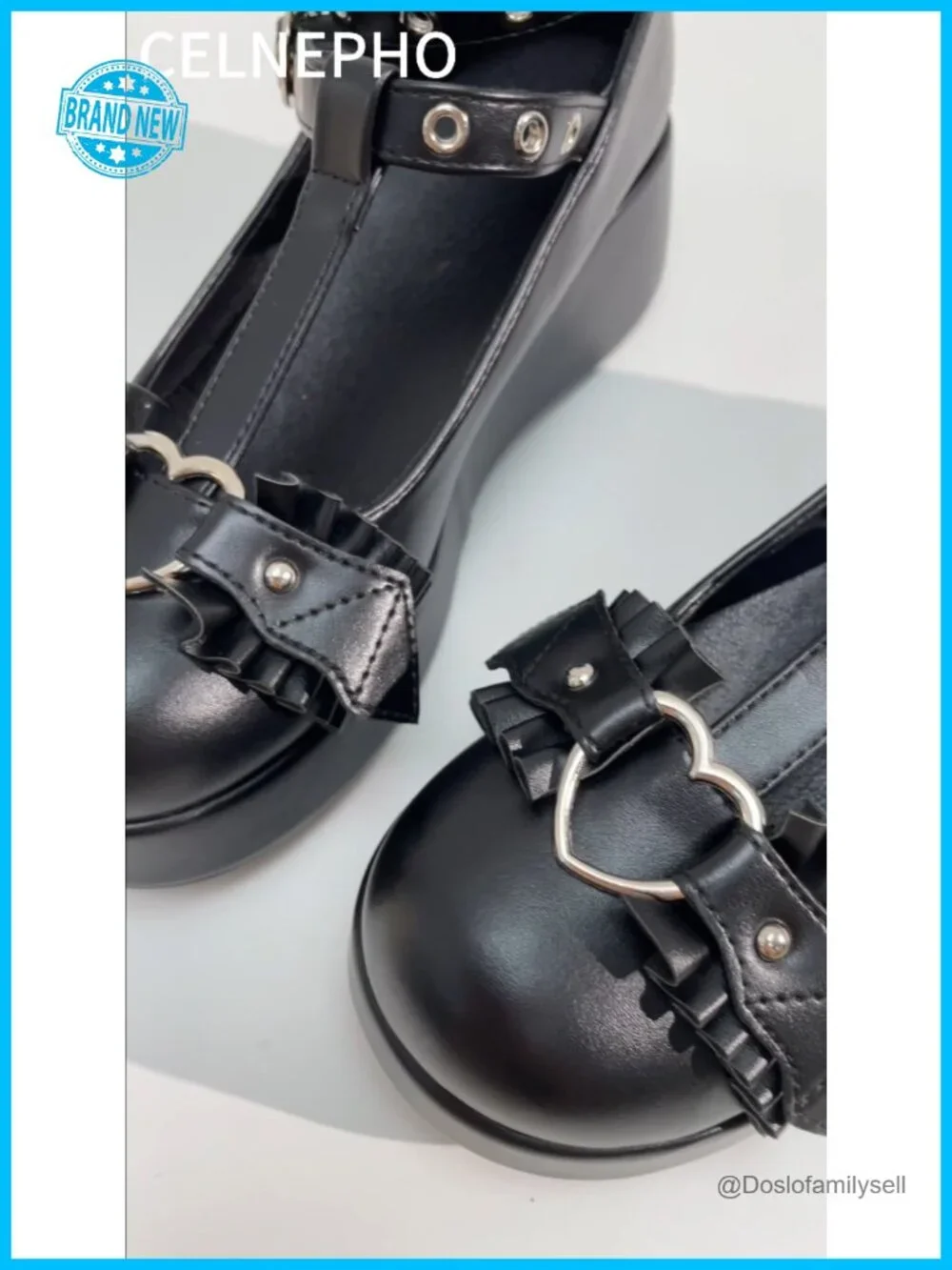 CELNEPHO Mary Jane Platform Pumps Ankle Strap Goth Dress Shoes